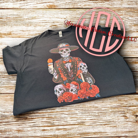 SUGAR SKULL HOLDING CANDLE