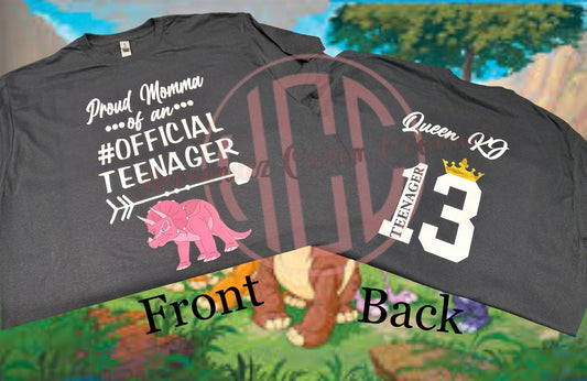 FAMILY MATCHING SHIRTS (PROUD OF AN #OFFICIAL TEENAGER)