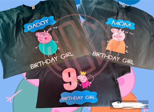 PEPPA PIG BIRTHDAY SHIRTS (MATCHING)