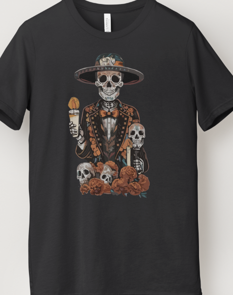 SUGAR SKULL HOLDING CANDLE