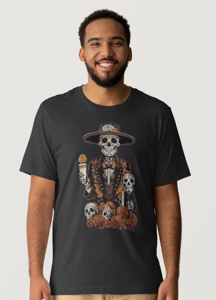 SUGAR SKULL HOLDING CANDLE