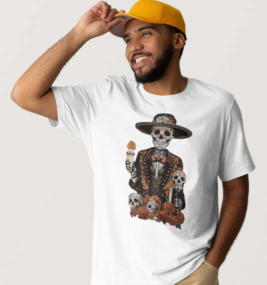 SUGAR SKULL HOLDING CANDLE